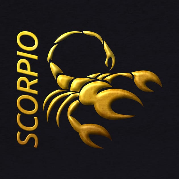 Golden Scorpio Zodiac Sign Relief Stamped In Gold by peter2art